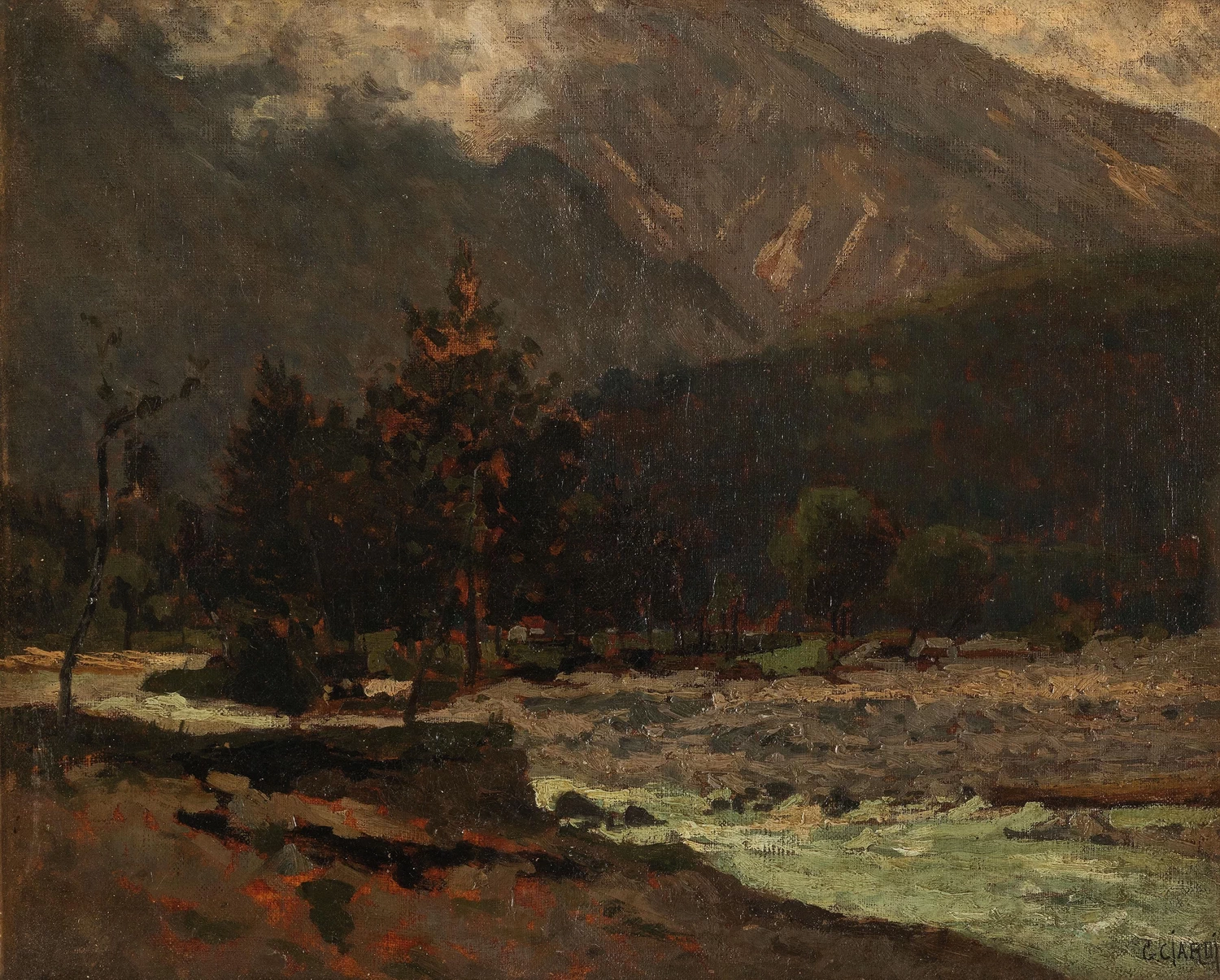 Paesaggio montano con fiume
